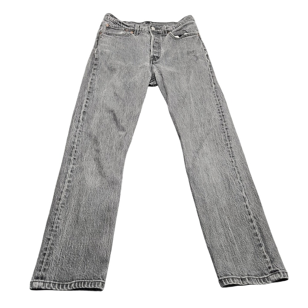 Levi 501 Original Fit Jeans Mens 27x28 Gray Straight Leg Denim Classic Casual
